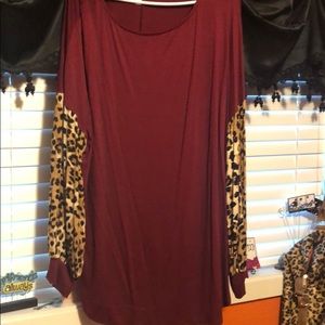Burgundy & leopard blouse.  Comfy and soft